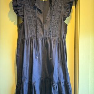 Caroline Constas Navy Ruffled Dress